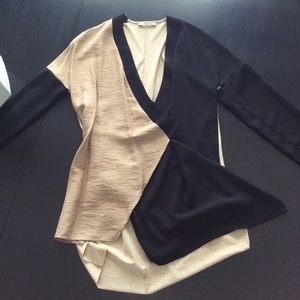 Zara black & tan tunic top